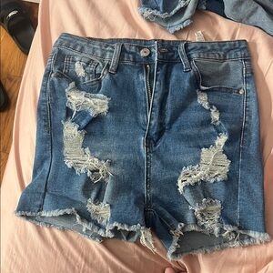 Distressed Blue Denim Shorts SHEIN size 6 M